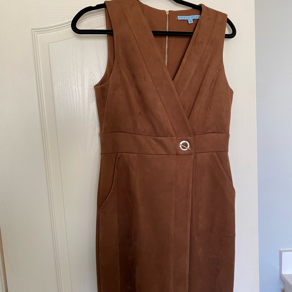 Antonio Melanie brown suede dress size 6 NWT